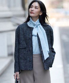 ICB セルロースシルクビエラ ボウタイ付きブラウス サックスブルー