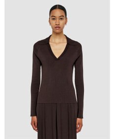 JOSEPH 【洗える】サティニーリブ　ロングスリーブポロニット