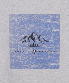 JOSEPH ABBOUD MOUNTAIN 【ゆったり】プレーティング天竺 リーフプリントアウトドア Tシャツ