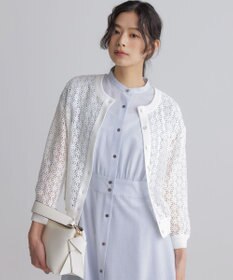 組曲 【先行予約・前後着用可】コットンフラワーレーシー カーディガン