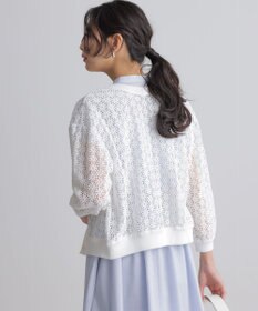 組曲 【先行予約・前後着用可】コットンフラワーレーシー カーディガン