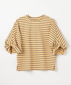 ANY L ツイストスリーブボーダートップス