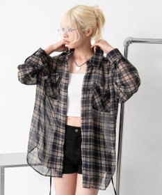 WEGO 2WAYオフショルシアーチェックシャツ