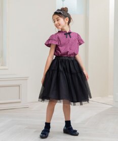 組曲 KIDS 【110-140㎝】チェックラッフル ブラウス