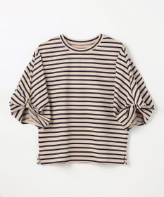ANY L ツイストスリーブボーダートップス