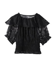 earth music&ecology 衿付きフラワーブラウス