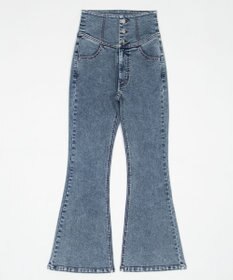 WEGO 【ストレッチ/美脚/脚長シルエット/XSSMサイズ展開】ハイウエストストレッチフレアデニムパンツ