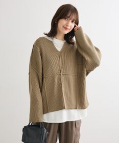 Green Parks リブ切替Ｖネックニットプルオーバー