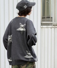 WEGO 【ユニセックス着用ITEM】ダメージジャガードニットプルオーバー