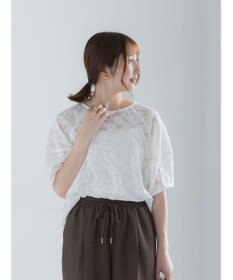 Te chichi メッシュレースボリュームスリーブブラウス