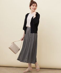 ANY SIS 【洗える】ストライプメッシュレース スカート