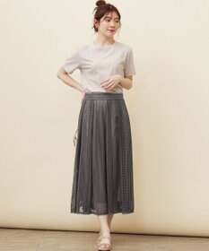 ANY SIS 【洗える】ストライプメッシュレース スカート