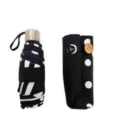 +RING プラスリング レディース向け 晴雨兼用 折傘 BLK/DOT T1335