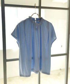 Feroux 【UVケア】スタンドネックフレンチスリーブ Tシャツ