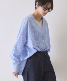 AMERICAN HOLIC 【イージーケア】ストライプVネックシャツ