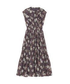 YECCA VECCA フラワー柄フリルプリーツワンピース