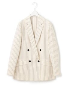 ICB 【洗える】 LooseWeave ストライプ柄ダブルブレストジャケット
