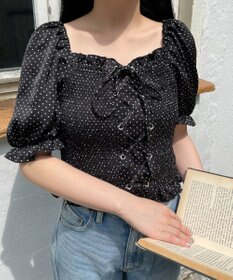 WEGO レースアップシャーリングブラウス