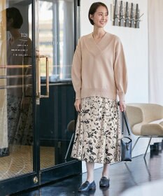 自由区 【XSサイズ～/洗える】コットンブレンドコード Vネックニット