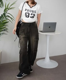 WEGO キーネックサイドレースアップちびT