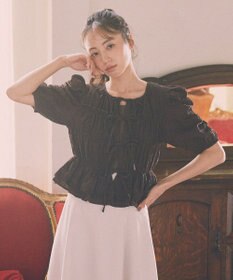 earth music&ecology レースティアードシャーリングブラウス