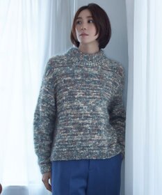 自由区 カラーミックスツイード クロップドニット