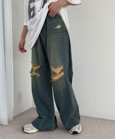 WEGO ダメージワイドデニムパンツ