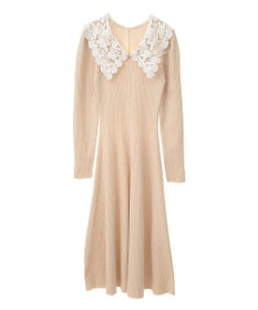 earth music&ecology 襟レースニットワンピース