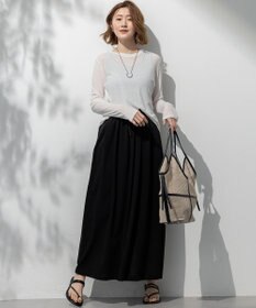 23区 L 【WEB&一部店舗限定/接触冷感/洗える】ツイストコットンプレーティング スカート