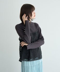 YECCA VECCA 【2点SET】刺繍レースキャミセットハイネックニット