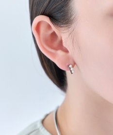 Phoebe 【痛くないシリーズ/金属アレルギー対応】パール＆バーライトフィットイヤリング　シルバー