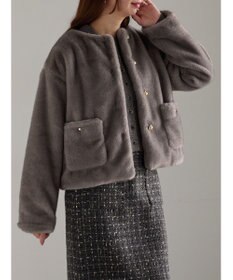 Te chichi グラデーションファーノーカラージャケット《2025winter catalog item》