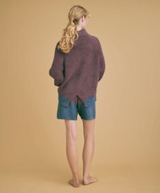 une nana cool カラーブロッキング　タートルネックプルオーバー