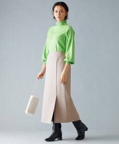 自由区 【洗える】ソフトウールハイゲージパフスリーブハイネック ニット