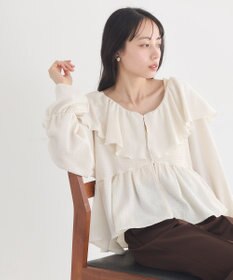 earth music&ecology 【予約】ラッフルカラーカットブラウス