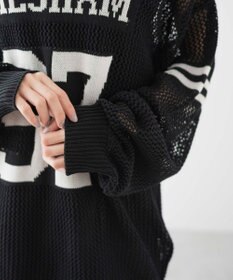 WEGO ロゴメッシュジャガードニット