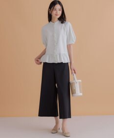組曲 【WEB限定】サテンストレッチ ワイドパンツ