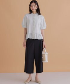組曲 【WEB限定】サテンストレッチ ワイドパンツ