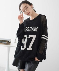 WEGO ロゴメッシュジャガードニット