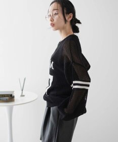 WEGO ロゴメッシュジャガードニット