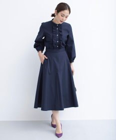 組曲 コンパクトシャーティング フリルブラウス