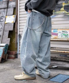 WEGO チェーン付きバルーンデニムパンツ