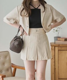 WEGO 【SETUP可】リネンライクプリーツミニスカパン