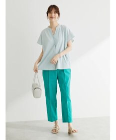 Green Parks 綿麻混イージーテーパードパンツ