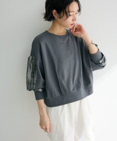 Green Parks 箔プリントドッキング裏毛プルオーバー