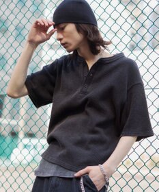 WEGO 【ユニセックス着用ITEM/MLサイズ展開】ワッフルヘンリーネックT（SS）
