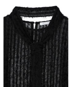 Green Parks ボウタイ付きフェザーノースリーブプルオーバー