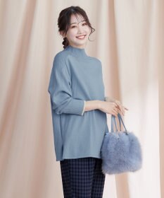 Tiaclasse L 【洗える】配色ハイネックニットトップス