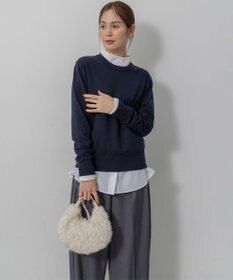 組曲 S 【加藤ローサさん着用】コットンカシミヤMIX刺繍入りニット