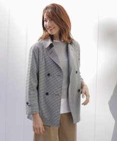 J.PRESS LADIES S 【洗える】Lightストレッチギンガム ダブル トレンチコート